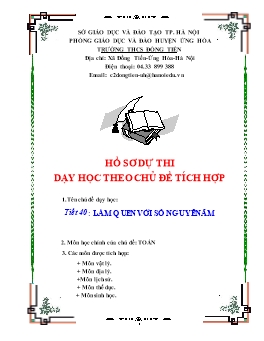 Dạy học theo chủ đề tích hợp - Đại số 7 tiết 40: Làm quen với số nguyên âm