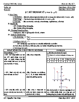 Giáo án Đại số 7 tiết 32: Đồ thị hàm số y = ax (a khác 0)