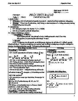 Giáo án Đại số 8 - Chương II: Phân thức đại số