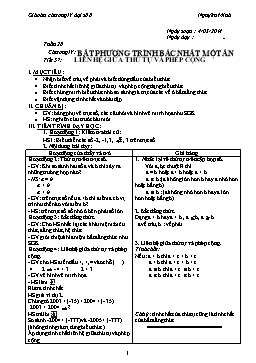 Giáo án Đại số 8 - Chương IV: Bất phương trình bậc nhất một ẩn