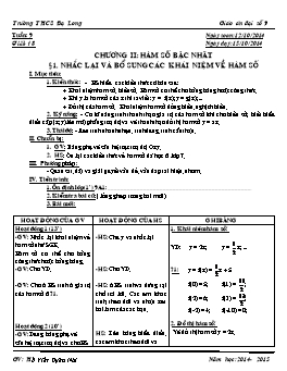 Giáo án Đại số 9 tiết 18: Nhắc lại và bổ sung các khái niệm về hàm số