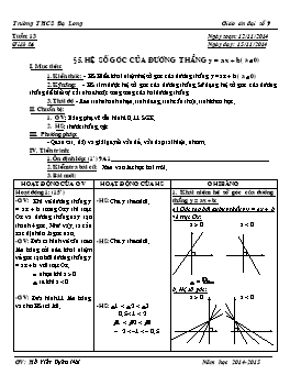 Giáo án Đại số 9 tiết 26: Hệ số góc của đường thẳng y = ax + b ( a khác 0)