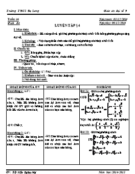 Giáo án Đại số 9 tiết 34: Luyện tập §4