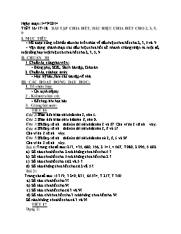 Giáo án dạy thêm Toán 6 - Tiết 16+17+18: Bài tập chia hết, dấu hiệu chia hết cho 2, 3, 5, 9