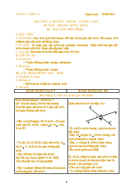 Giáo án Hình học 7 tiết 1 đến 11