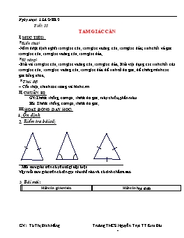 Giáo án Hình học 7 tiết 35: Tam giác cân
