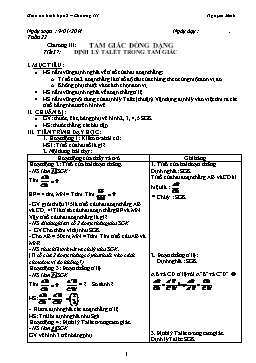 Giáo án Hình học 8 – Chương III: Tam giác đồng dạng
