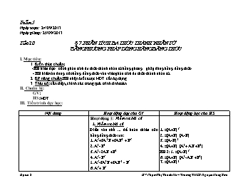 Giáo án môn Đại số 8 tiết 10: Phân tích đa thức thành nhân tử bằng phương pháp dùng hằng đẳng thức