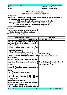 Giáo án Số học 6 - Chương III: Phân số - Trương THCS Tân Lập