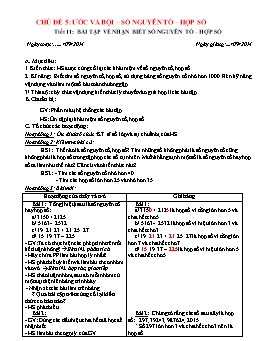 Giáo án Tự chọn Toán 6 Chủ đề 5: Ước và bội – số nguyên tố – hợp số - Tiết 11: Bài tập về nhận biết số nguyên tố – hợp số