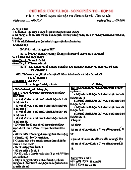 Giáo án Tự chọn Toán 6 Chủ đề 5: Ước và bội – số nguyên tố – hợp số - Tiết 14: Một số dạng bài tập thường gặp về ước và bội