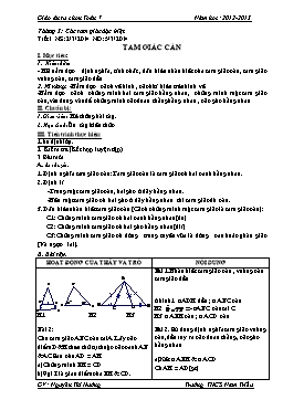 Giáo án Tự chọn Toán 7 - Tháng 3, 4, 5 - Trường THCS Nam Triều