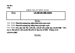 Kiểm tra 15’ môn Toán Hình 7 (tiết 27)