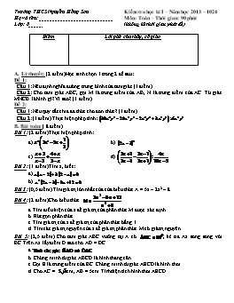 Kiểm tra học kì I – Môn: Toán 8