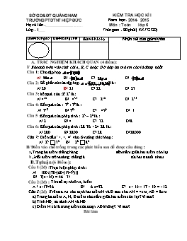 Kiểm tra học kì I môn: Toán lớp 6