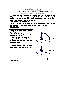 Bài tập Khoảng cách giữa hai đường thẳng chéo nhau và đoạn vuông góc chung