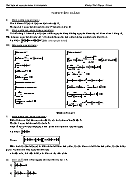 Bài tập về nguyên hàm & tích phân - Thầy: Hồ Ngọc Vinh