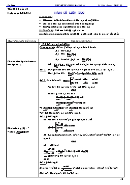 Chủ đề tự chọn Đại số 11 tuần 24: Hàm số liên tục