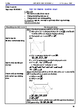 Chủ đề tự chọn Hình học 11 tuần 24: Véc tơ trong không gian