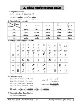 Chuyên đề Phương trình lượng giác - THPT Yên Mô B