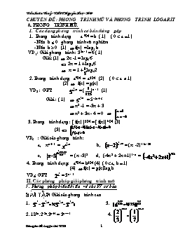 Chuyên đề: Phương trình mũ và phương trình lôgarít