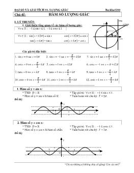 Đại số và Giải tích 11 - Chủ đề: Lượng giác