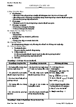 Giáo án Đại Số 11 Ban Cơ Bản tiết 50: Giới hạn của dãy số