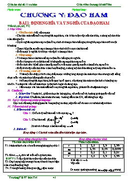 Giáo án Đại số 11 cơ bản - Chương V: Đạo hàm