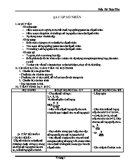 Giáo án Đại số & Giải tích 11 §4: Cấp số nhân - Luyện tập