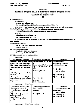 Giáo án Đại số & Giải tích 11 - Chương I: Hàm số lượng giác & phương trình lượng giác