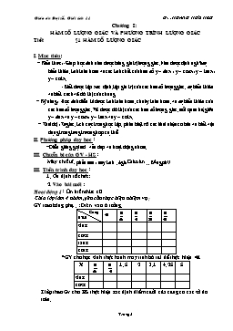 Giáo án Đại số & Giải tích 11 - Chương I: Hàm số lượng giác và phương trình lượng giác