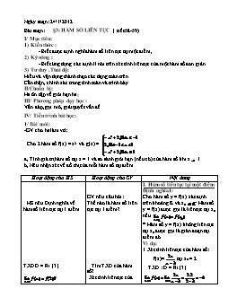 Giáo án Đại số & Giải tích 11: Hàm số liên tục