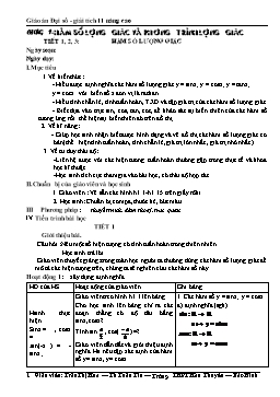 Giáo án Đại số - Giải tích 11 nâng cao - Chương 1: Hàm số lượng giác và phương trình lượng giác