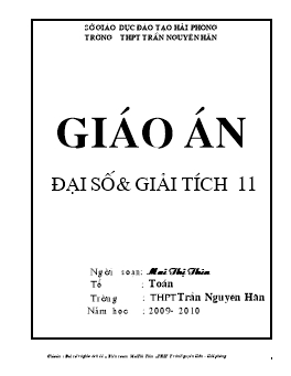 Giáo án Đại số & Giải tích 11 Tiết 1-6: Các hàm số lượng giác