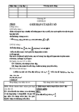 Giáo án Đại số & Giải tích lớp 11 - Chương IV: Giới hạn