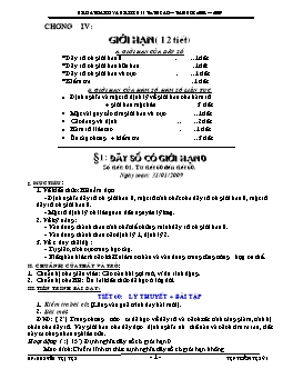 Giáo án Đại số và giảI tích 11 nâng cao - Chương IV: Giới hạn (12 tiết)