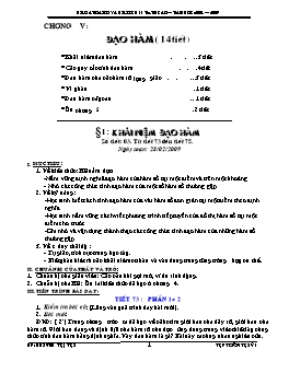 Giáo án Đại số và giảI tích 11 nâng cao - Chương V: Đạo hàm (14 tiết)