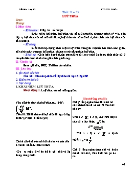 Giáo án Giải tích 12 tiết 31 đến 73