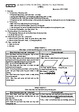 Giáo án Hình học 11 tiết 12: Đại cương về đường thẳng và mặt phẳng (tiết 1)