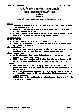 Giáo án lớp 11 chương trình chuẩn môn toán Đại số và giải tích (tiết 1 đến 40)