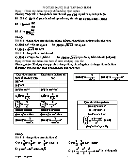Một số dạng bài tập đạo hàm