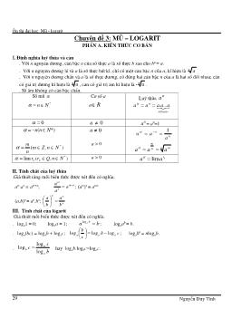 Ôn thi đại học môn Toán - Chuyên đề 3: Mũ – logarit