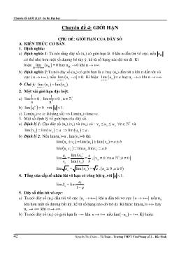 Ôn thi đại học môn Toán - Chuyên đề 4: Giới hạn