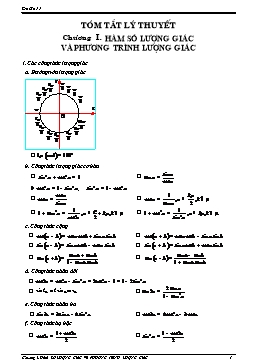 Tóm tắt lý thuyết Đại số 11 - Chương I: Hàm số lượng giác và phương trình lượng giác