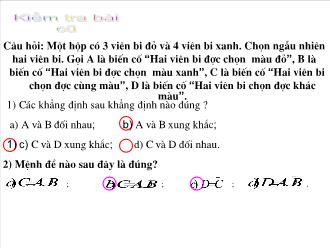 Bài giảng Đại số 11 tiết 36: Các quy tắc tính xác suất