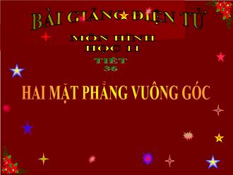 Bài giảng Hình học 11 tiết 36: Hai mặt phẳng vuông góc