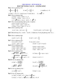 Bài tập nâng cao 11 – Lượng giác