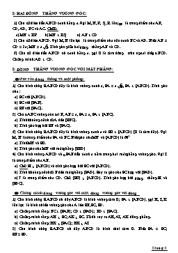 Bài tập Quan hệ vuông góc ôn thi đại học