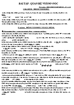 Bài Tập: Quan Hệ Vuông Góc - Thầy giáo: Phùng Đức Tiệp