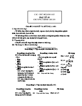 Các chủ đề bám sát Đại số 10 chương trình chuẩn - Kì 1